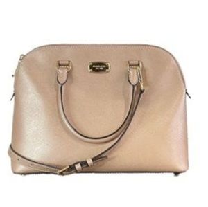 Michael Kors-MK Cindy Saffiano Leather Dome Crossbody Shoulder Bag Purse Gold